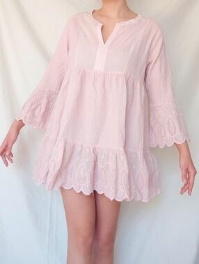 Light Pink Bell Sleeves Babydoll Dress